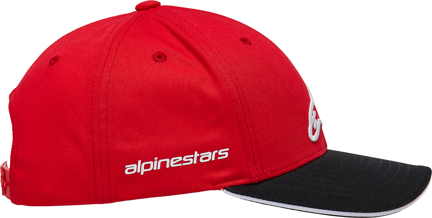 Pánská kšiltovka s prohnutým kšiltem ALPINESTARS HAT ROSTRUM barva černá/červená/bílá, jednotná velikost 