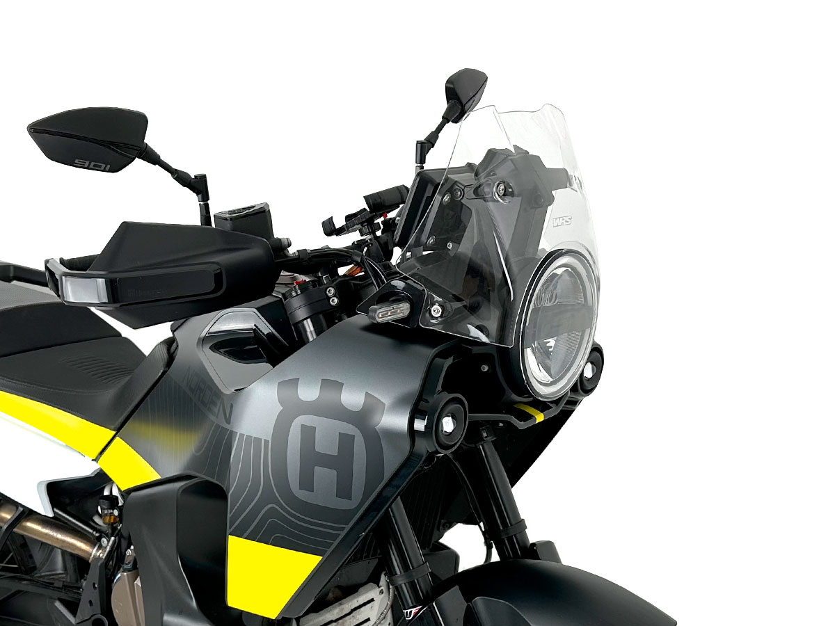 Plexi motocyklu WRS verze ENDURO pro HUSQVARNA NORDEN 901 ABS rok 2022-2023 barva čírá, výška plexi 18,5 cm 