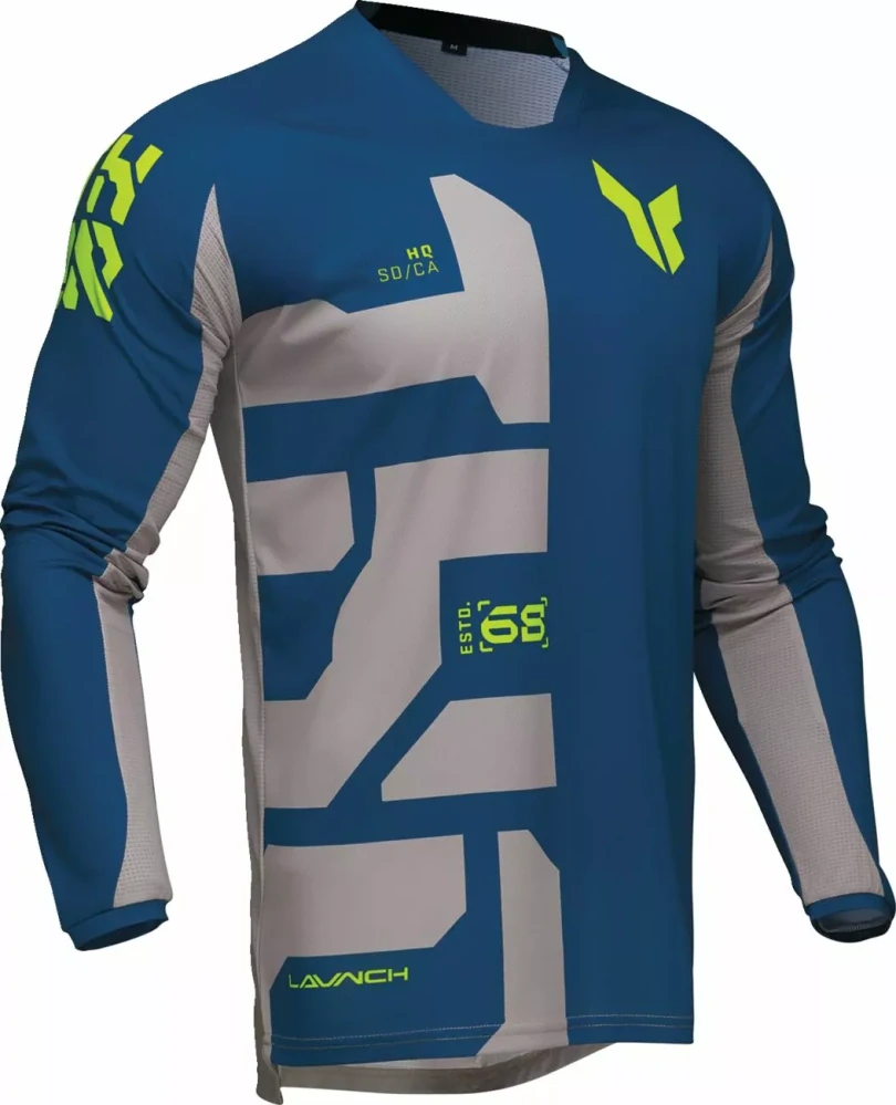 A Motokrosový / enduro komplet kalhot a dresu THOR LAUNCHMODE FORGE barva modrá/šedá velikost 38 + XXL