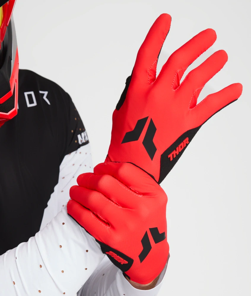 Motokrosové / MTB rukavice s jednovrstvou dlaní THOR SPORTMODE ICONIC barva červená/černá, pár