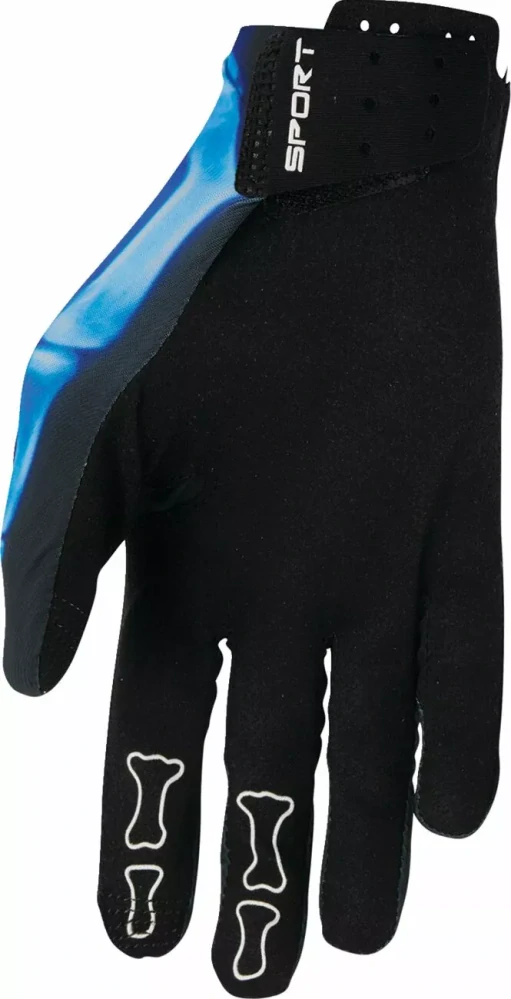 A Motokrosové / MTB rukavice s jednovrstvou dlaní THOR SPORTMODE X-RAY barva modrá/černá, pár, VELIKOST L 