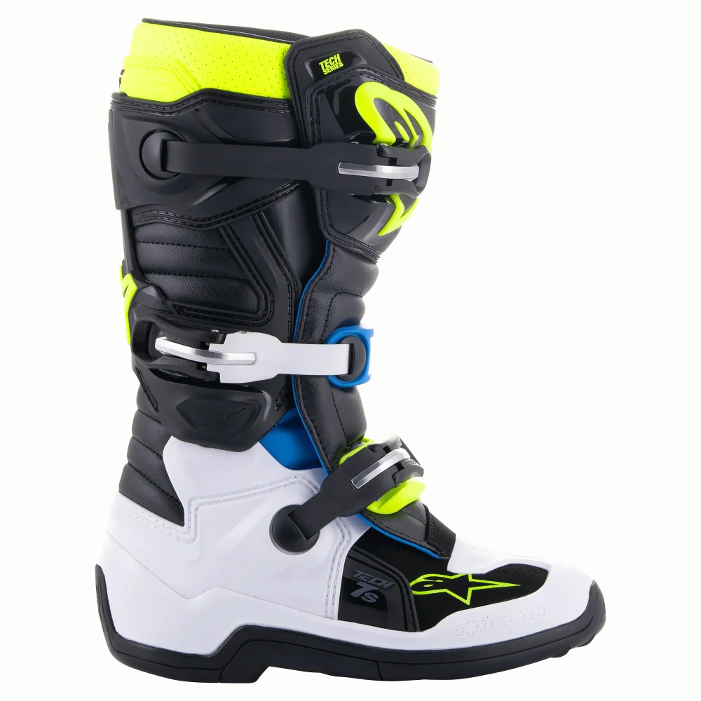 Dětské motokrosové boty / MX obuv ALPINESTARS TECH 7S barva černá/modrá/žlutá fluo 