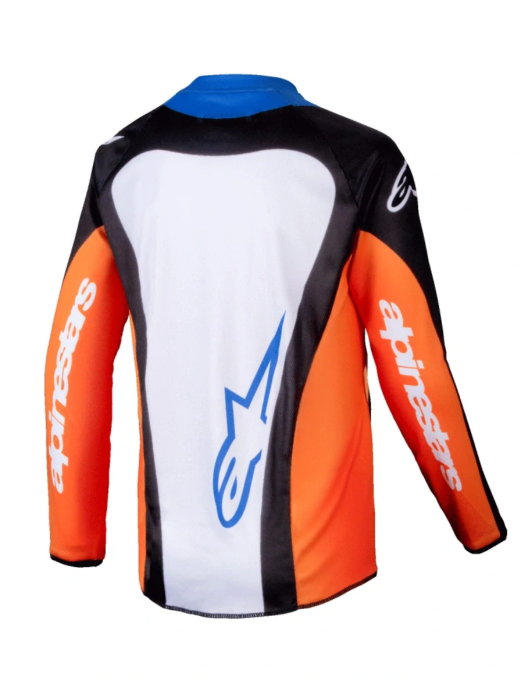 a Dětský motokrosový komplet kalhot a dresu ALPINESTARS RACER MELT barva oranžová/modrá velikost 24+M