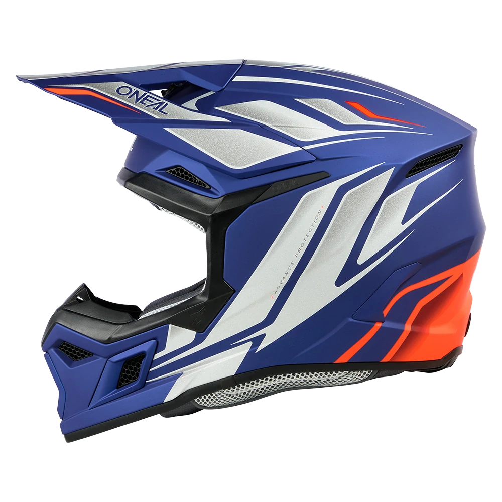 a Dětská motokrosová přilba / MX helma ONEAL 3SRS VERTICAL barva modrá/červená fluo, velikost M pro obvod hlavy 51-52 cm 