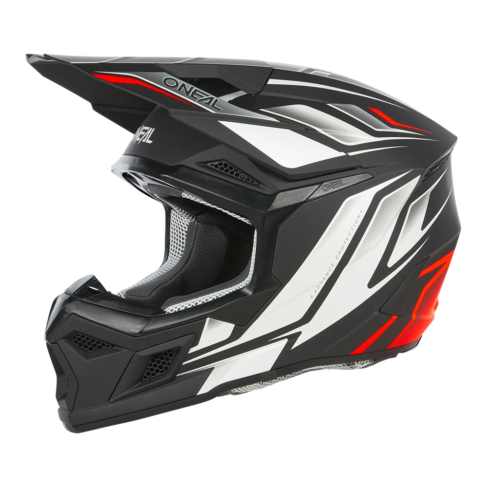 a Dětská motokrosová přilba / MX helma ONEAL 3SRS VERTICAL barva černá/červená fluo, velikost M pro obvod hlavy 51-52 cm 