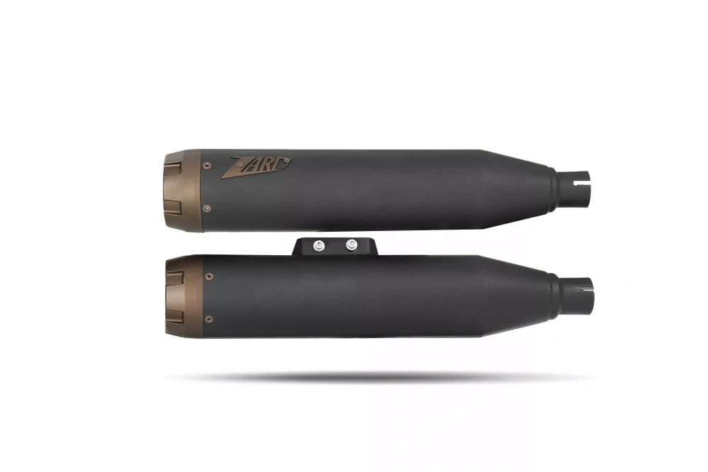 Homologované koncovky výfuku motocyklu ZARD SLIP ON MUFFLERS HOMOLOGACE E4/E5 pro motocykl HARLEY DAVIDSON SOFTAIL M8 rok 2017-2024 , barva černá/bronzová 