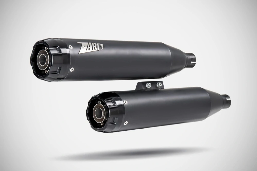 Homologované koncovky výfuku motocyklu ZARD SLIP ON MUFFLERS HOMOLOGACE E4/E5 pro motocykl HARLEY DAVIDSON BREAKOUT 117 rok 2017-2024 , barva černá