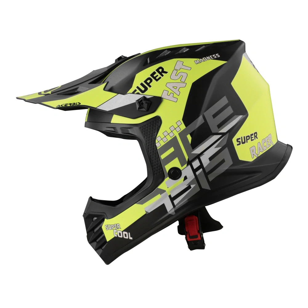 A Dětská motokrosová přilba / MX helma ACERBIS PROFILE JUNIOR barva černá/fluo žlutá matná velikost S pro obvod hlavy 47-48cm 