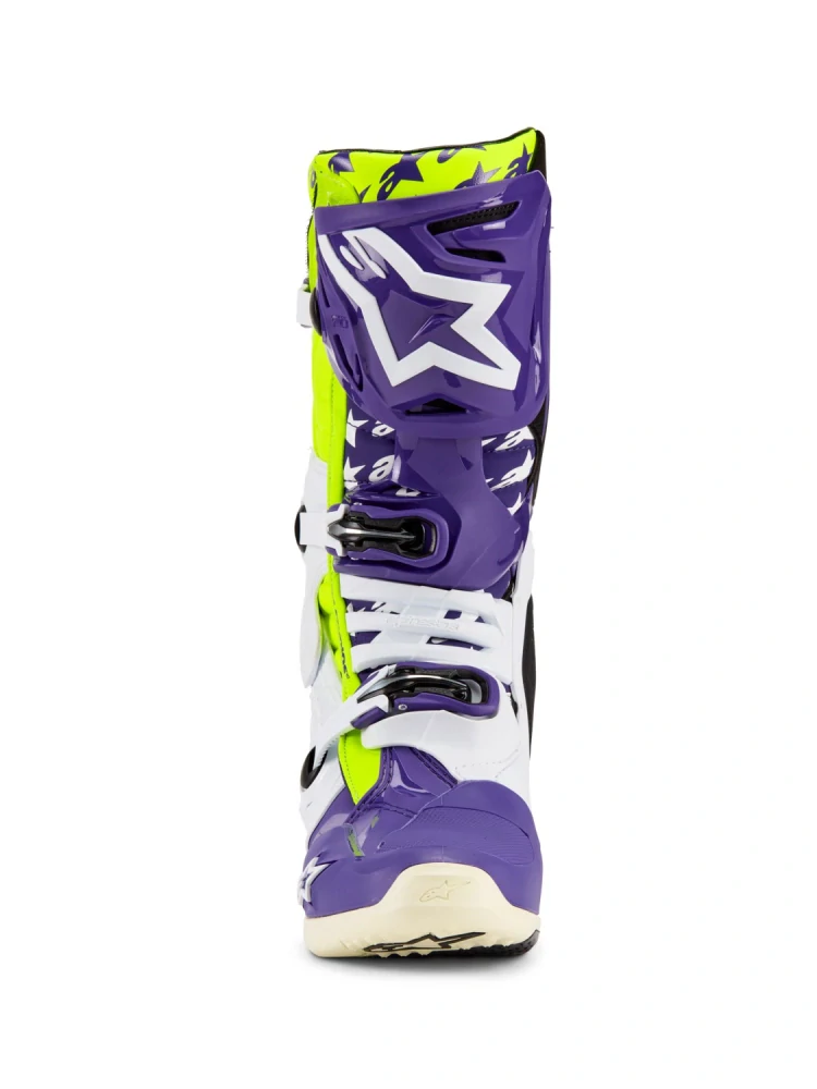 Motokrosové boty ALPINESTARS TECH 10 DIRT STUDIOS LIMITOVANÁ EDICE bílá/fialová/žlutá fluo