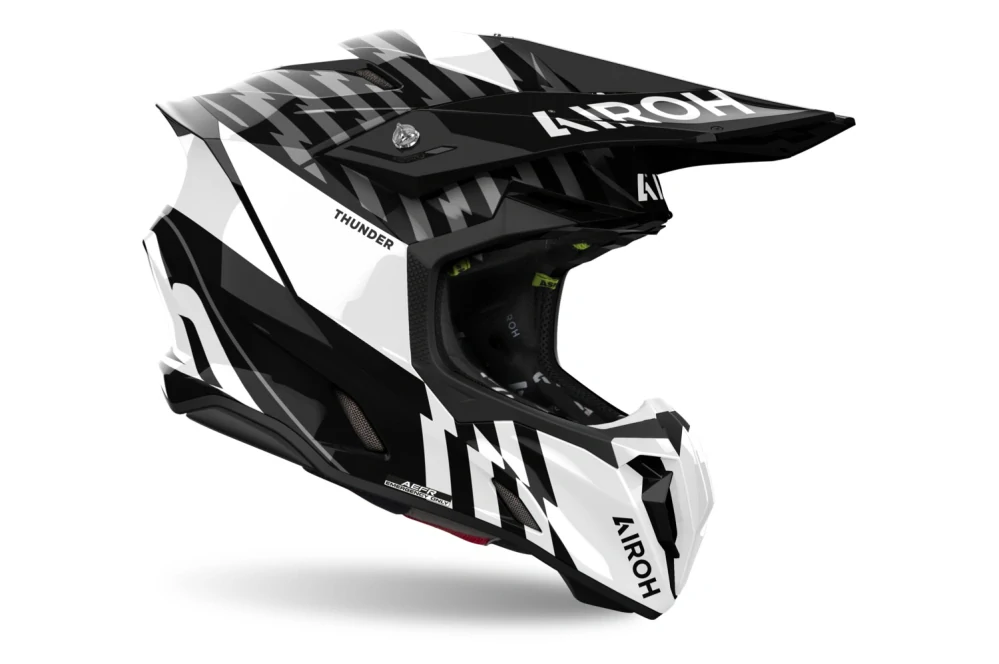 a Motokrosová přilba AIROH TWIST 3 THUNDER barva černá/bílá/šedá lesklá, velikost XXL pro obvod hlavy 63 cm