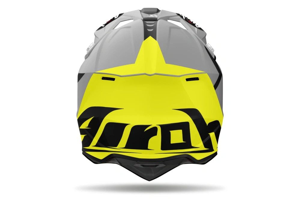 a Motokrosová přilba AIROH WRAAAP RELOADED  barva černá/žlutá fluo/šedá matná, velikost XXS pro obvod hlavy 51-52 cm