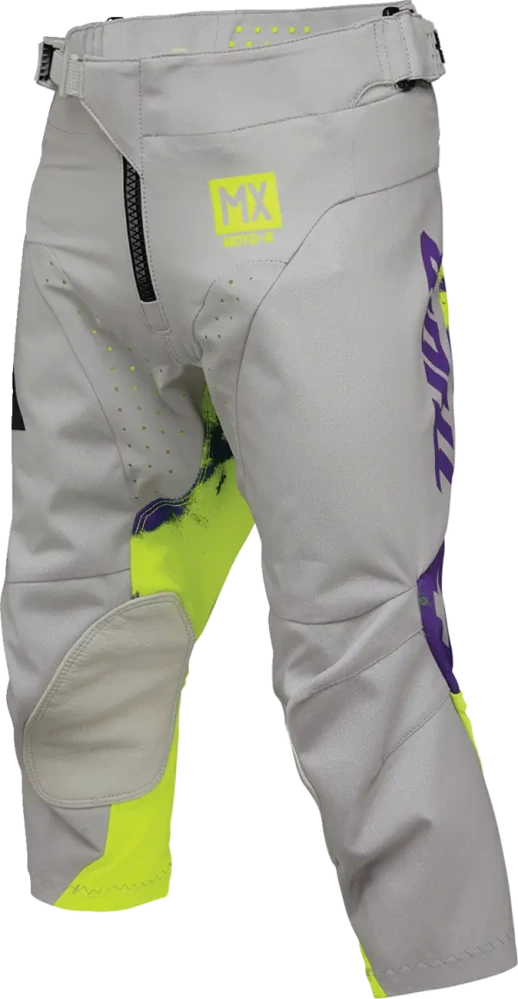 Dětský sportovní motokrosové kalhoty THOR LAUNCHMODE RACEWEAR BLEACH barva šedá/fialová/acid