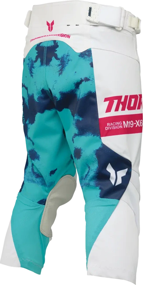 Dětský sportovní motokrosové kalhoty THOR LAUNCHMODE RACEWEAR BLEACH barva bílá/aqua