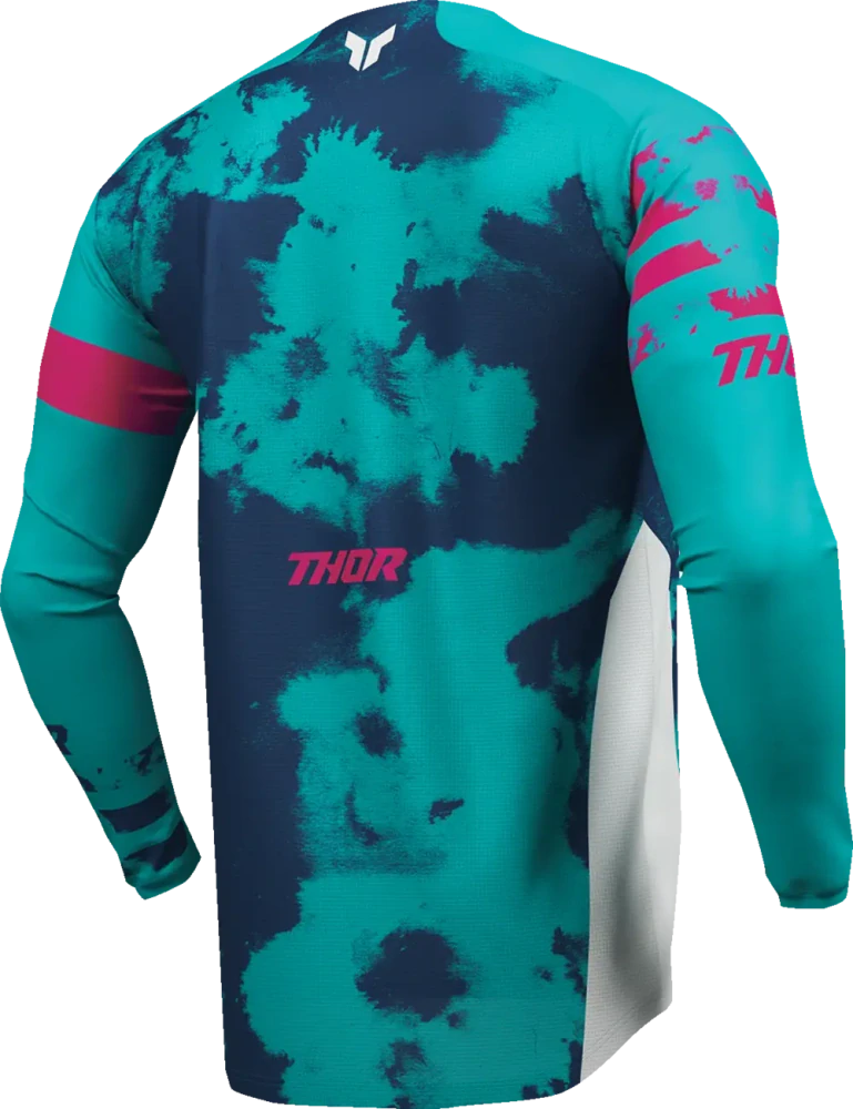 Dětský sportovní motokrosový / MTB dres THOR LAUNCHMODE RACEWEAR BLEACH barva bílá/aqua