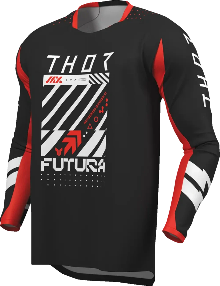 Dětský sportovní motokrosový / MTB dres THOR LAUNCHMODE RACEWEAR FUTURA barva černá/červená