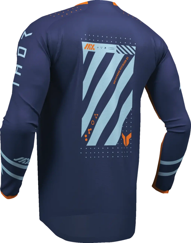 Dětský sportovní motokrosový / MTB dres THOR LAUNCHMODE RACEWEAR FUTURA barva navy modrá/oranžová