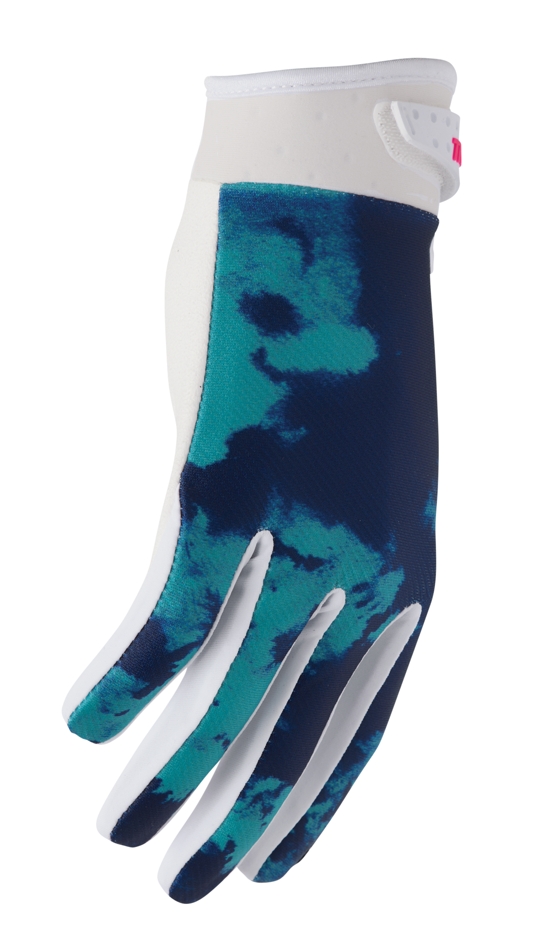 Motokrosové / enduro / mtb rukavice THOR LAUNCHMODE BLEACH barva bílá/aqua