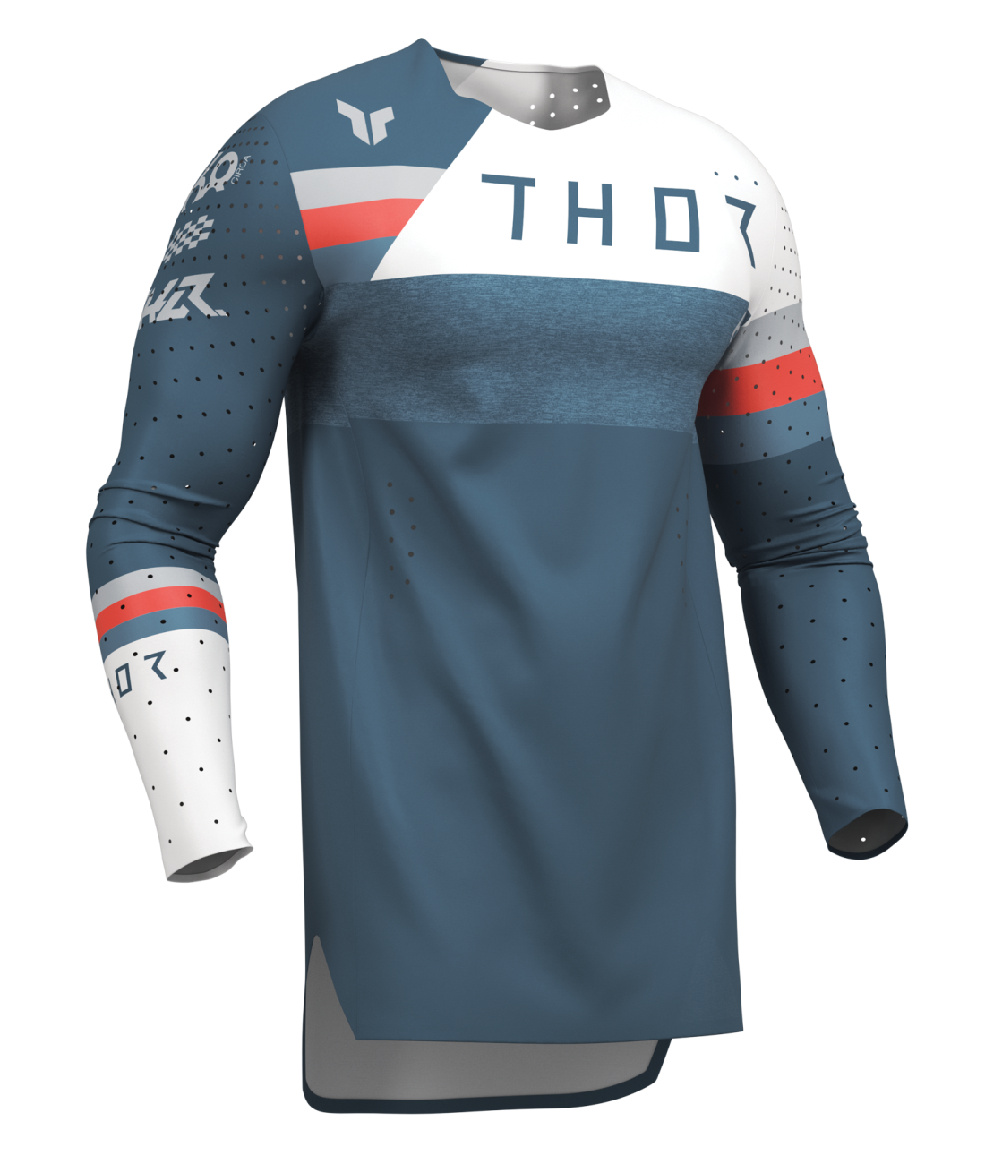 Lehké a pružné motokrosové oblečení - komplet dresu a kalhot THOR SPORTMODE LEAGUE barva šedomodrá/bílá
