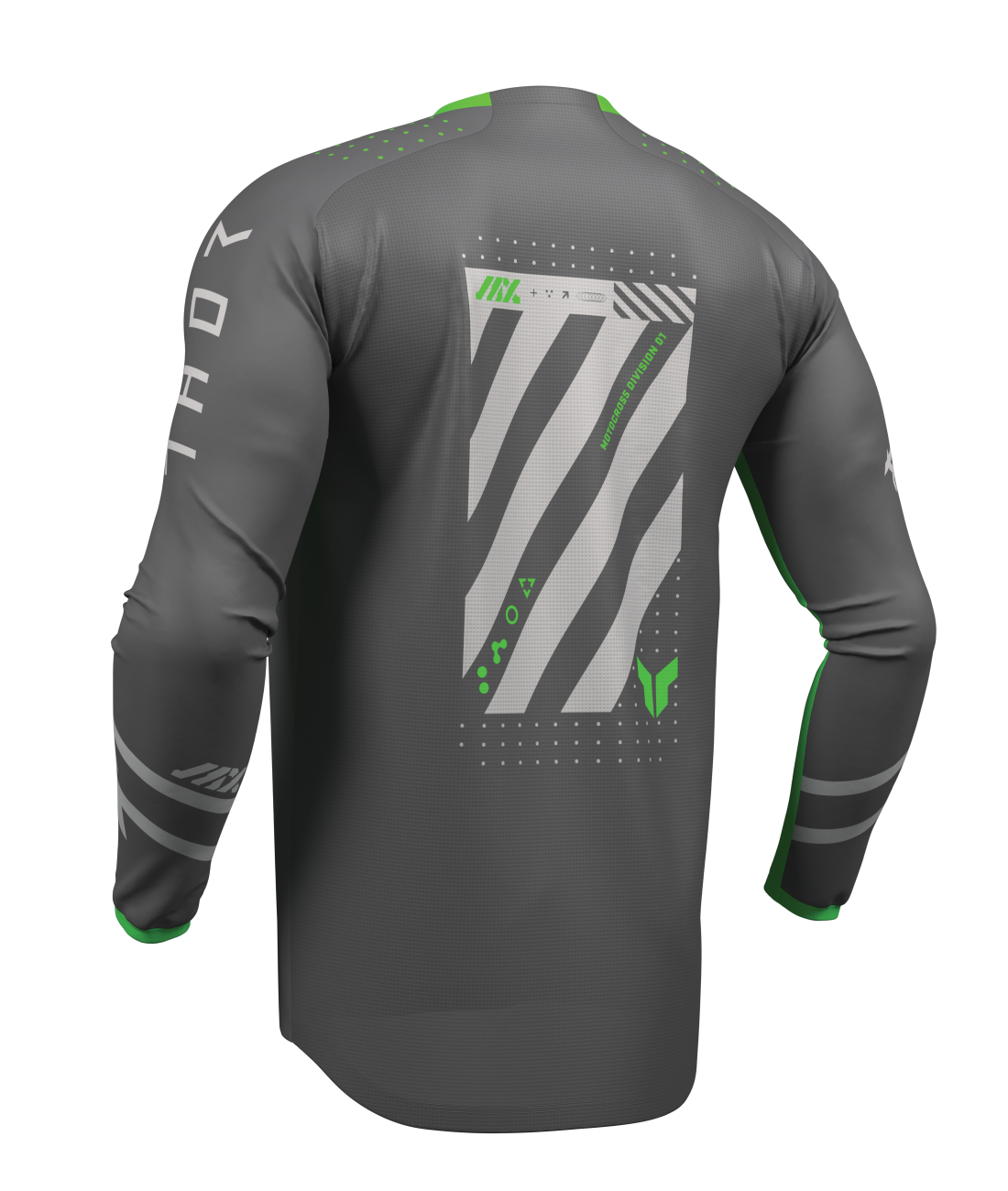 a Motokrosový / enduro komplet kalhot a dresu THOR LAUNCHMODE FUTURA barva šedá/zelená velikost 32+M