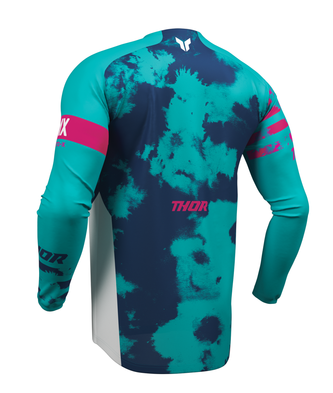 Motokrosový / enduro komplet kalhot a dresu THOR LAUNCHMODE BLEACH barva bílá/aqua