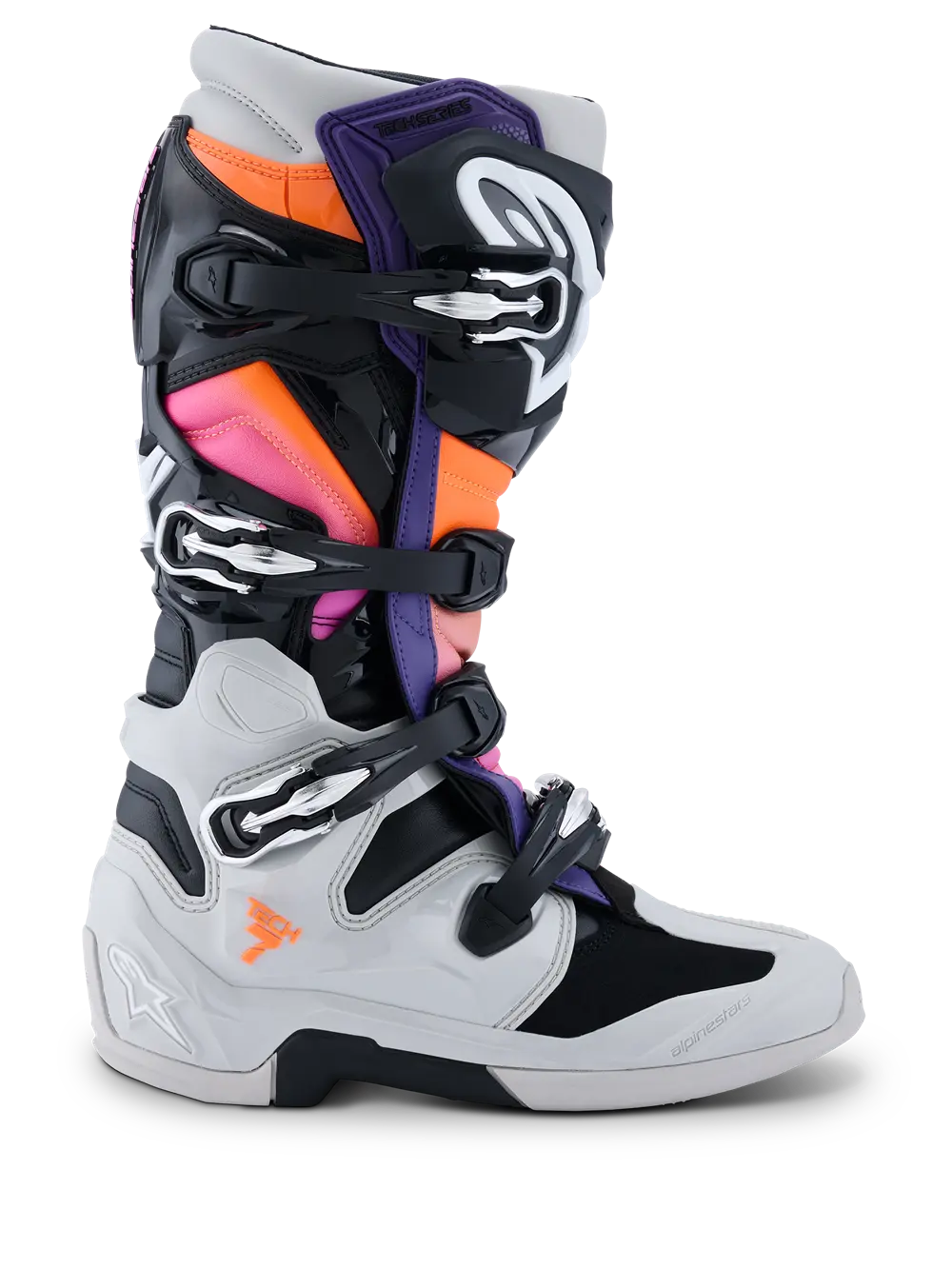 Motokrosové boty / mx obuv ALPINESTARS TECH 7 / 2012025-157 barva černá/oranžová fluo/šedá/magenta 26