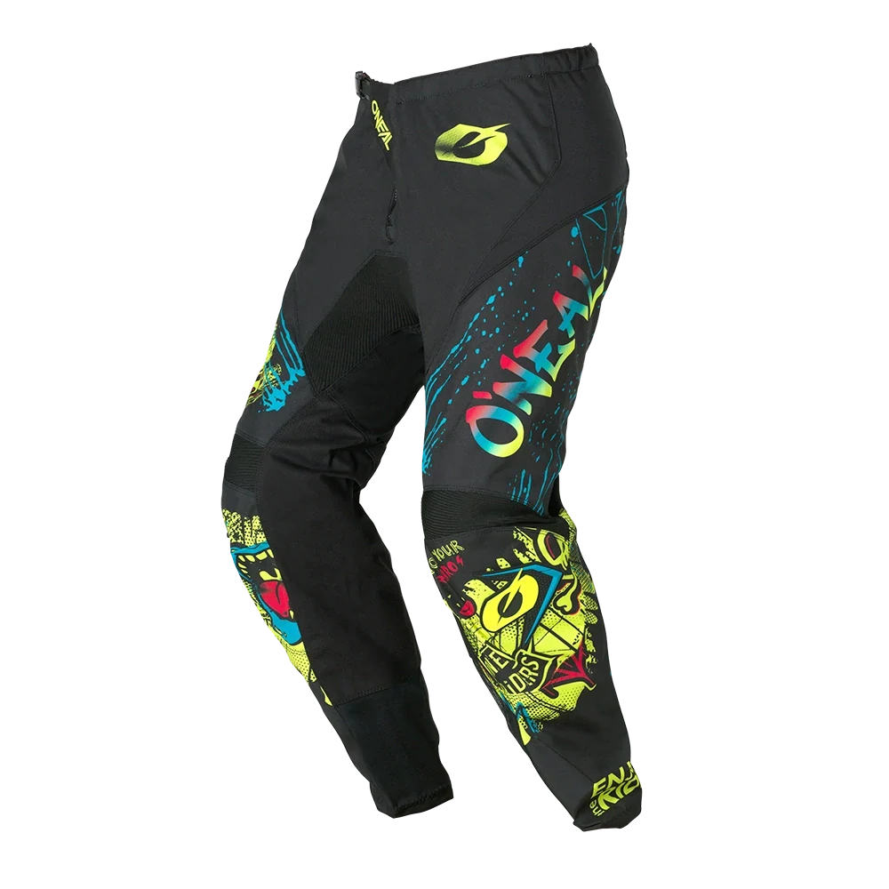 a Dětský motokrosový / enduro komplet kalhot a dresu ONEAL ELEMENT RANCID barva černá/neonově žlutá velikost 26 + L