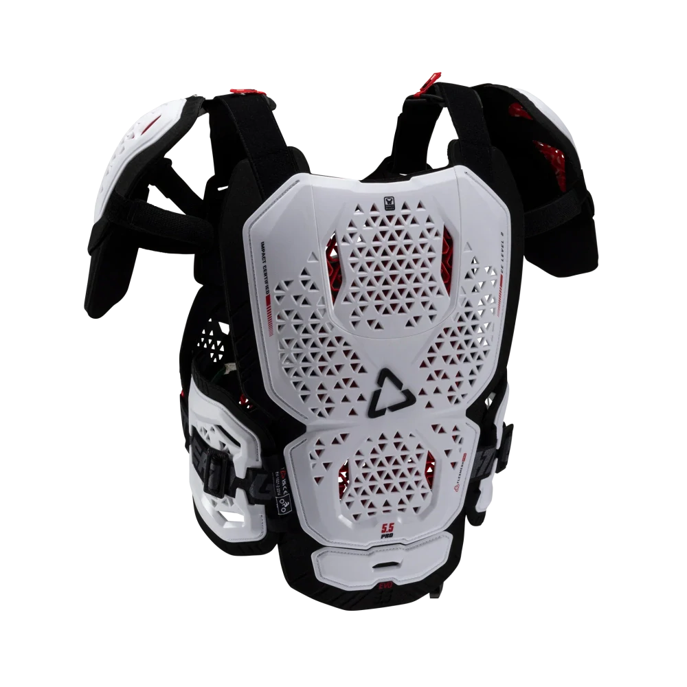 a Kombinovaný chránič hrudi,zad a ramen LEATT 5.5 PRO EVO CHEST PROTECTOR barva bílá/černá velikost L/XL