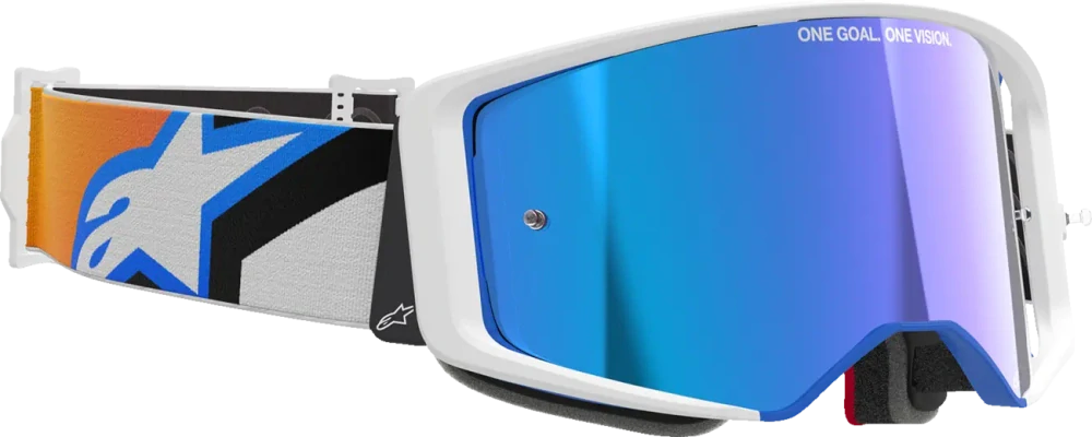 Motokrosové / enduro brýle ALPINESTARS GOGGLE SUPERTECH CORP 5100325-7302 barva modrá/oranžová, modré zrcadlové plexi 