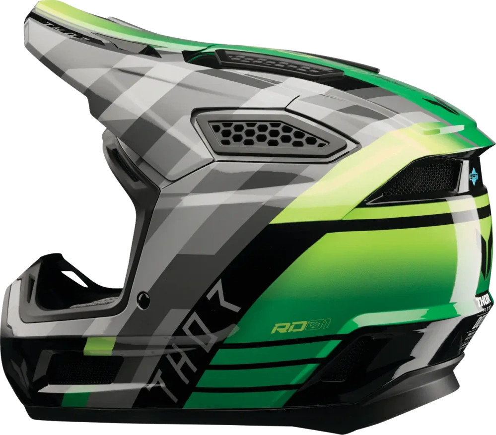 Motokrosová přilba / MX helma THOR FLEET CAMBER barva černá/zelená lesklá