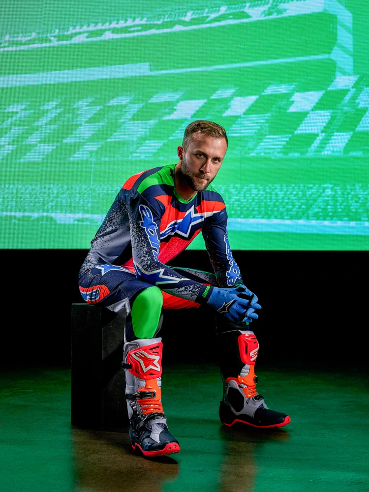 Limitovaná edice-motokrosové kalhoty ALPINESTARS SUPERTECH TOMAC LIMITED EDITION RECORDS COLLECTION (šedá/multicolor) 2026
