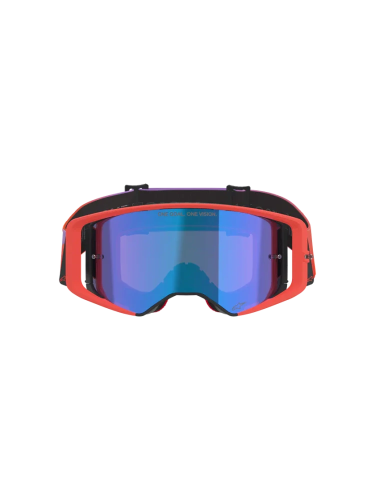 Motokrosové / enduro brýle ALPINESTARS GOGGLE SUPERTECH VISION CORP 5100326-414 barva hot coral/fialová, modré zrcadlové plexi 