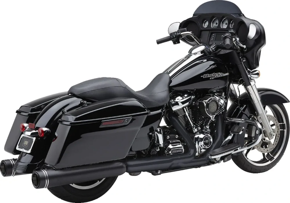 Koncovky výfuku COBRA GEN 2 NEIGHBOR SERIES MUFFLERS 4,5'' pro HARLEY DAVIDSON FLHT/ FLHTK/ FLHR/ FLTRX/ FLTRU/ FLTRK/ FLHX rok 2017-2024 barva černá/chromové linky