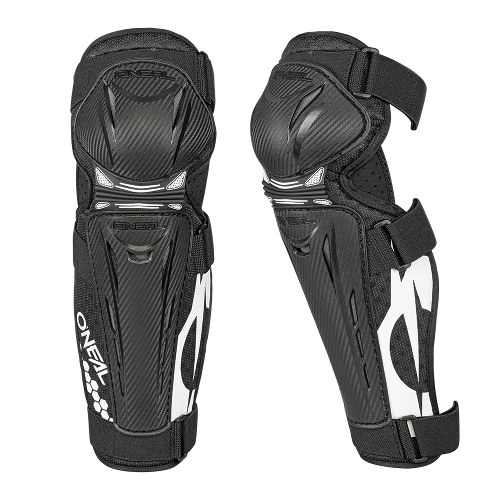 a Motokrosové kolenní chrániče ONEAL TRAIL FR CARBON LOOK KNEE GUARD barva černá/bílá, velikost M 