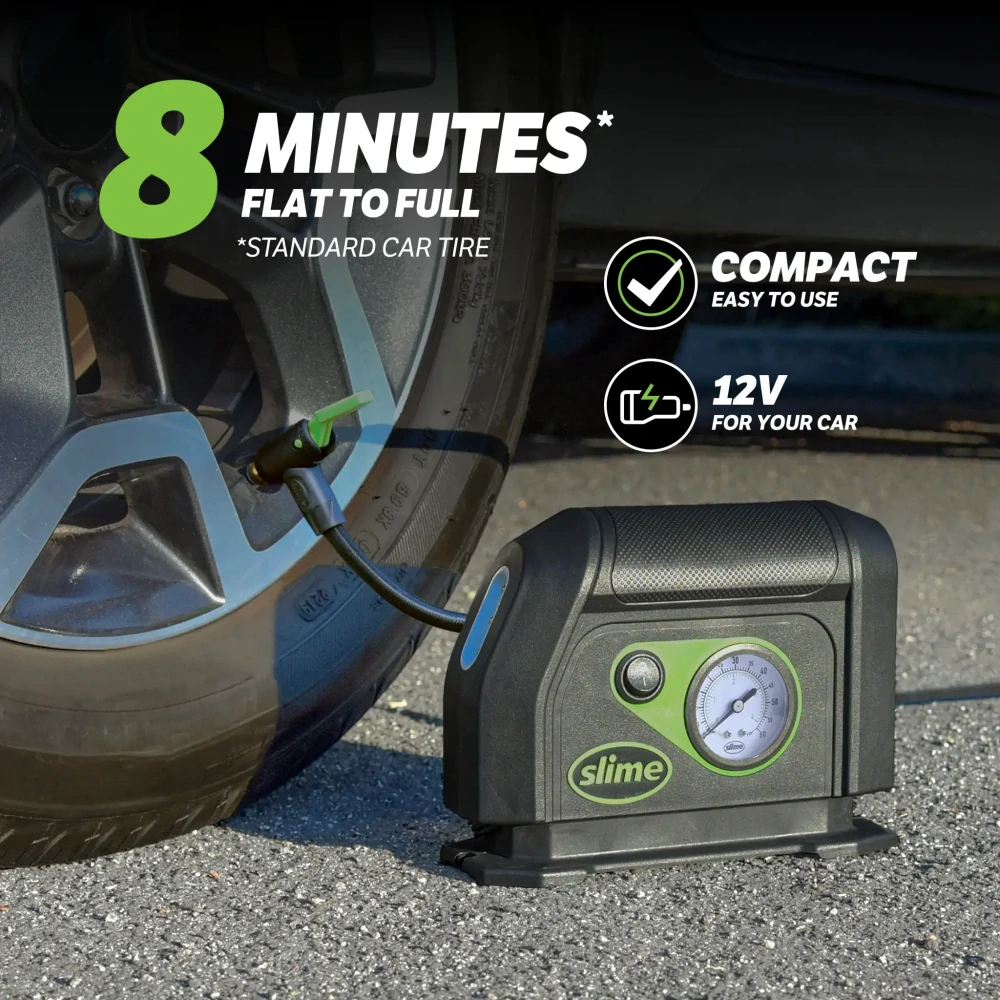 a Přenosný mini kompresor pro nafukování pneu 12V SLIME TYRE INFLATOR 