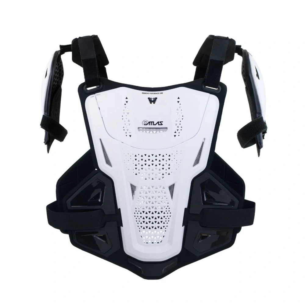 Motokrosový chránič hrudníku, zad a ramen ATLAS DEFENDER PLUS CE LEVEL 1 (CERTIFIKACE) barva bílá, velikost S/M pro výšku jezdce 162–173 cm