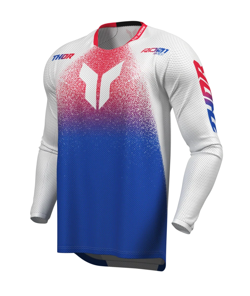 Ventilační motokrosový / enduro dres THOR LAUNCHMODE VENTED AIR DARKSIDE barva bílá/červená/modrá