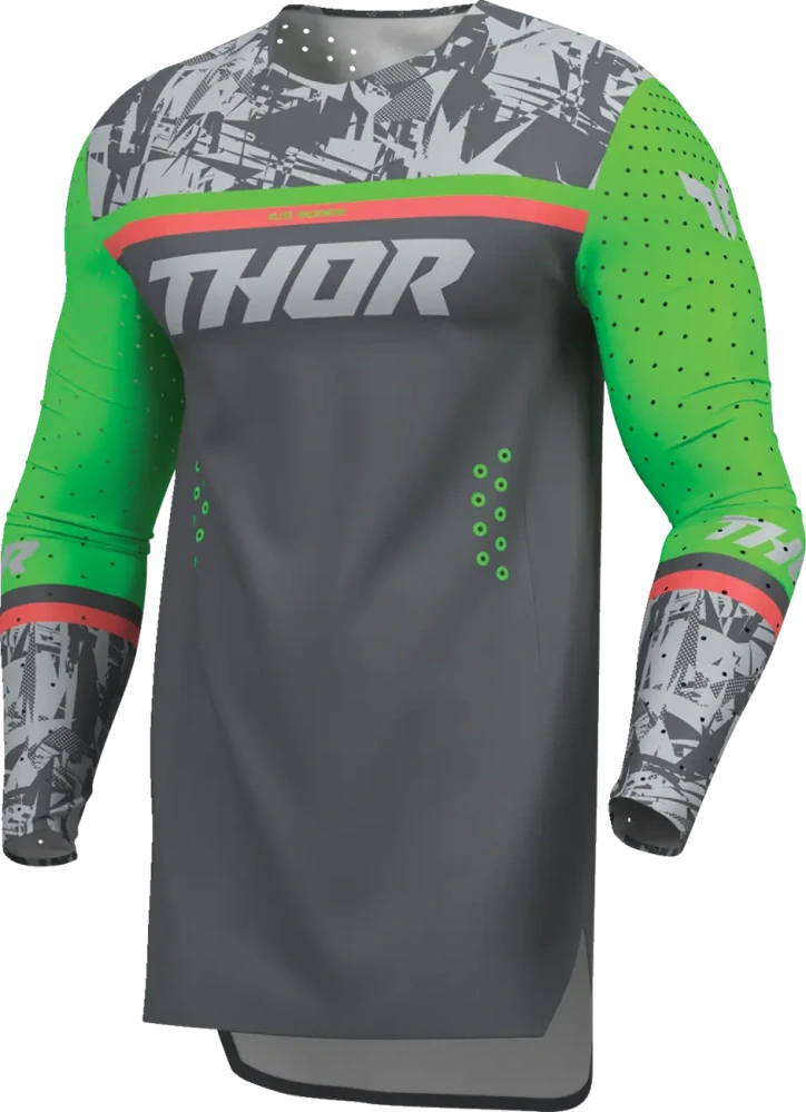 Dětský motokrosový dres THOR SPORTMODE PUNKD barva šedá/zelená