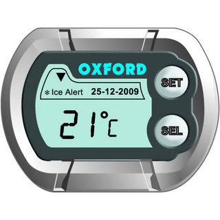 Voděodolné hodiny s teploměrem na motocykl OXFORD DIGI CLOCK OX562