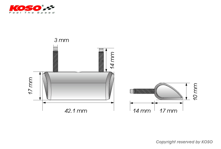 Led osvětlení SPZ motocyklu KOSO LICENSE PLATE LIGHT LED ECE APPROVED HD006K00 barva černá, rozměry délka 42,1 mm x šířka 17 mm x výška 10 mm 