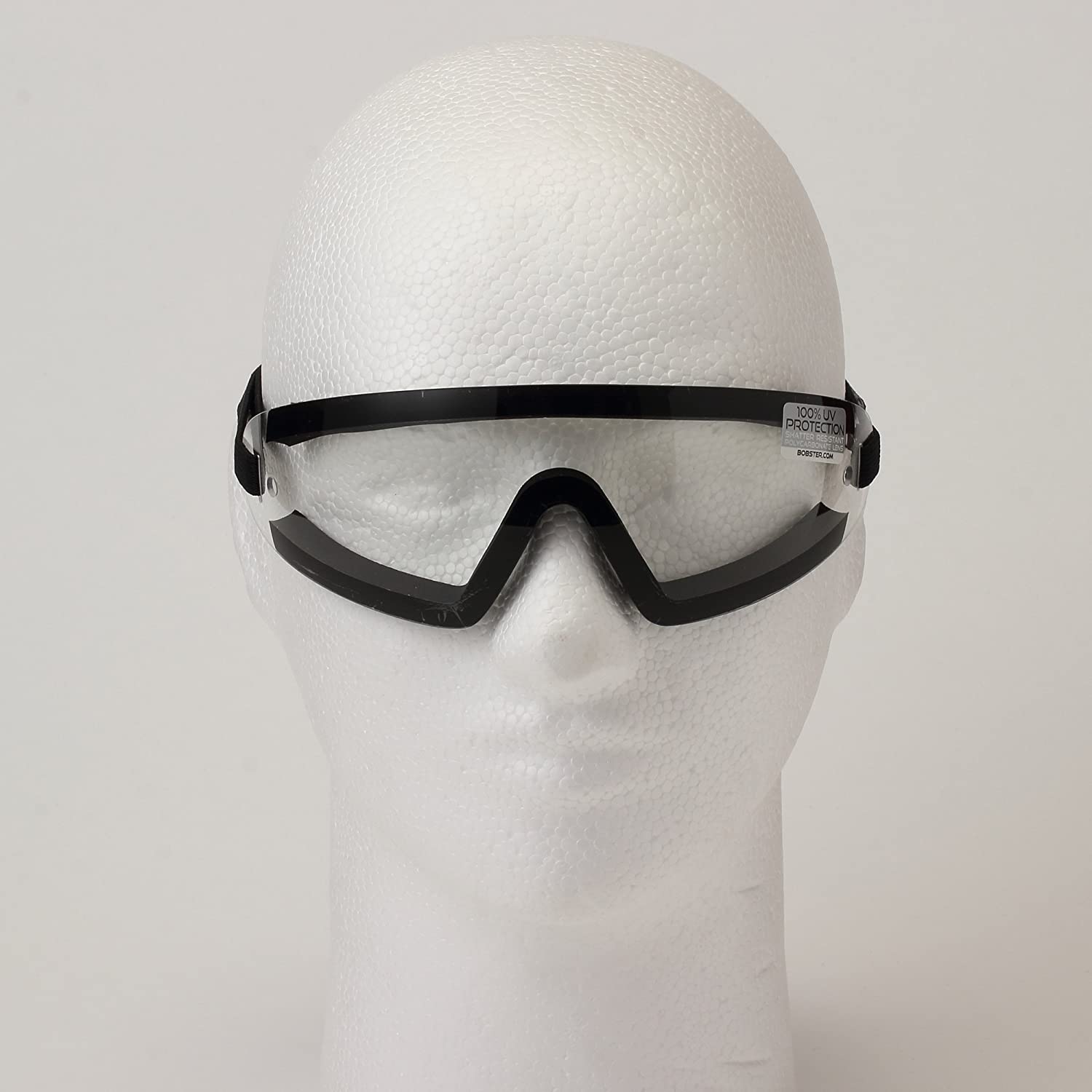 Motocyklové sluneční brýle BOBSTER WRAP AROUND WIDE černý rám, čirý objektiv