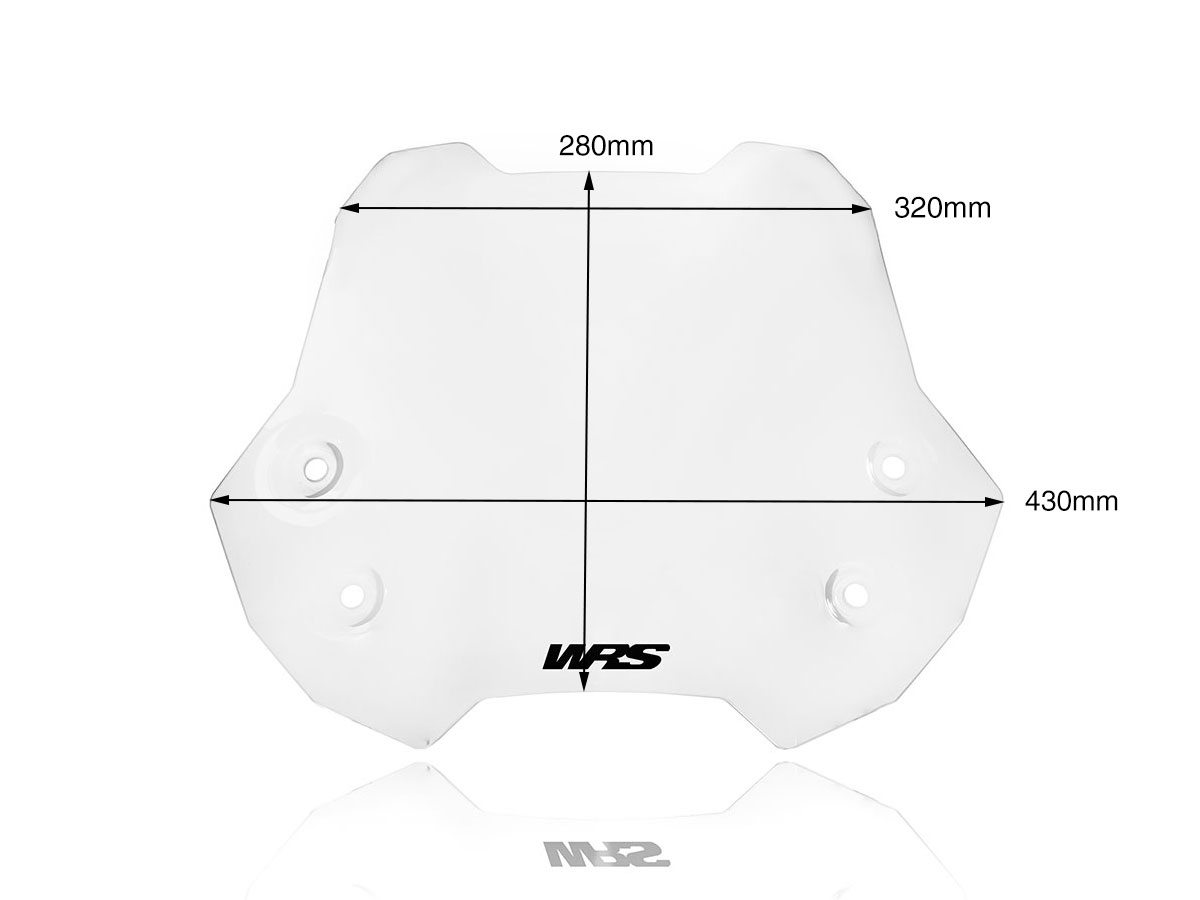 Plexi motocyklu WRS pro SUZUKI V-STROM 650 2017-2020, verze SPORT, výška 28 cm, barva čirá 