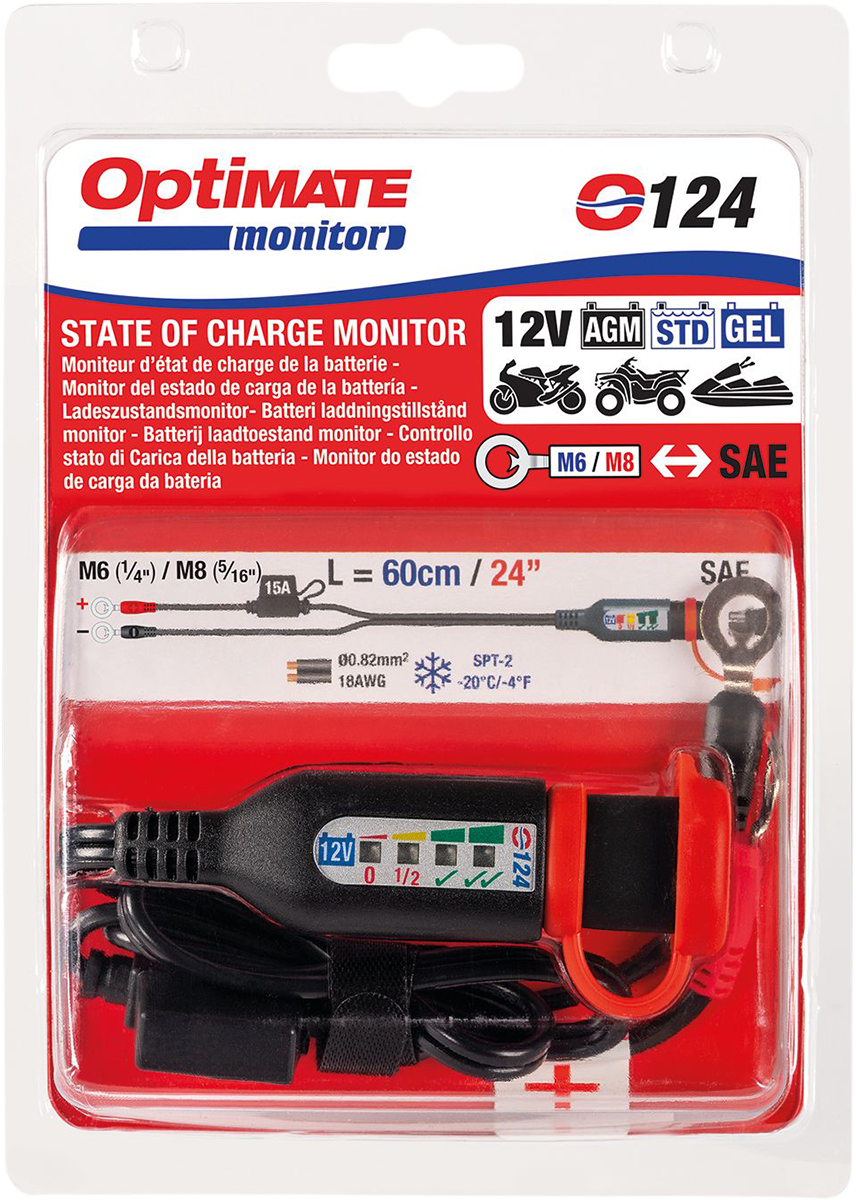 Trvalý napájecí kabel se stavem baterie/nabití TECMATE OPTIMATE CORD EYE W/TEST LEAD O124