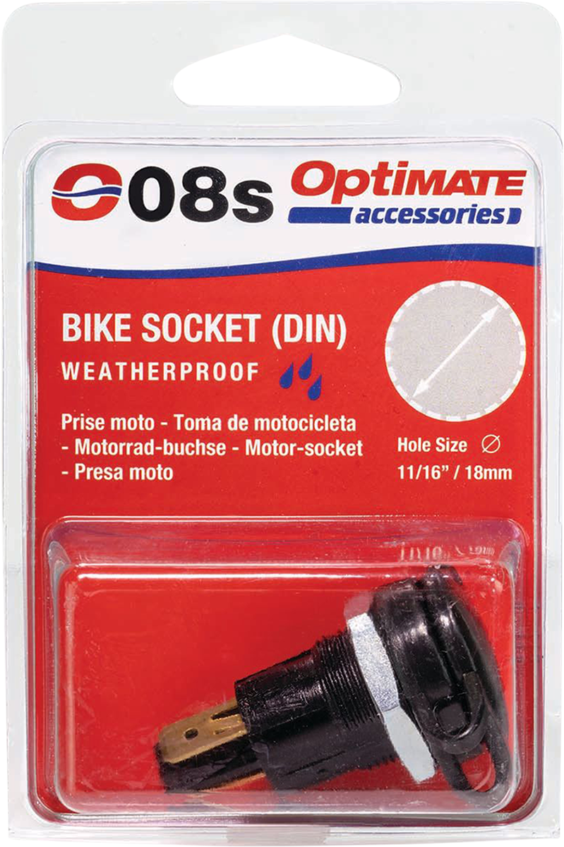 DIN  Ø12mm zásuvka TECMATE OPTIMATE DIN SOCKET RUBBER typ O-08S 11/16” / 18mm velikost otvoru 