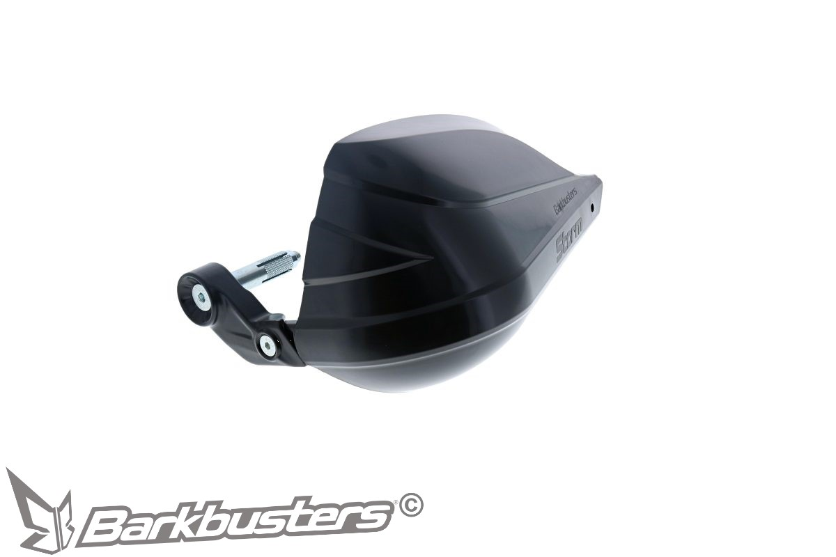 Sada motocyklových krytů páček s výztuhou BARKBUSTERS HANDGUARDS STORM SINGLE POINT BAR END MOUNT černé, pár, pro montáž do dutých řídítek