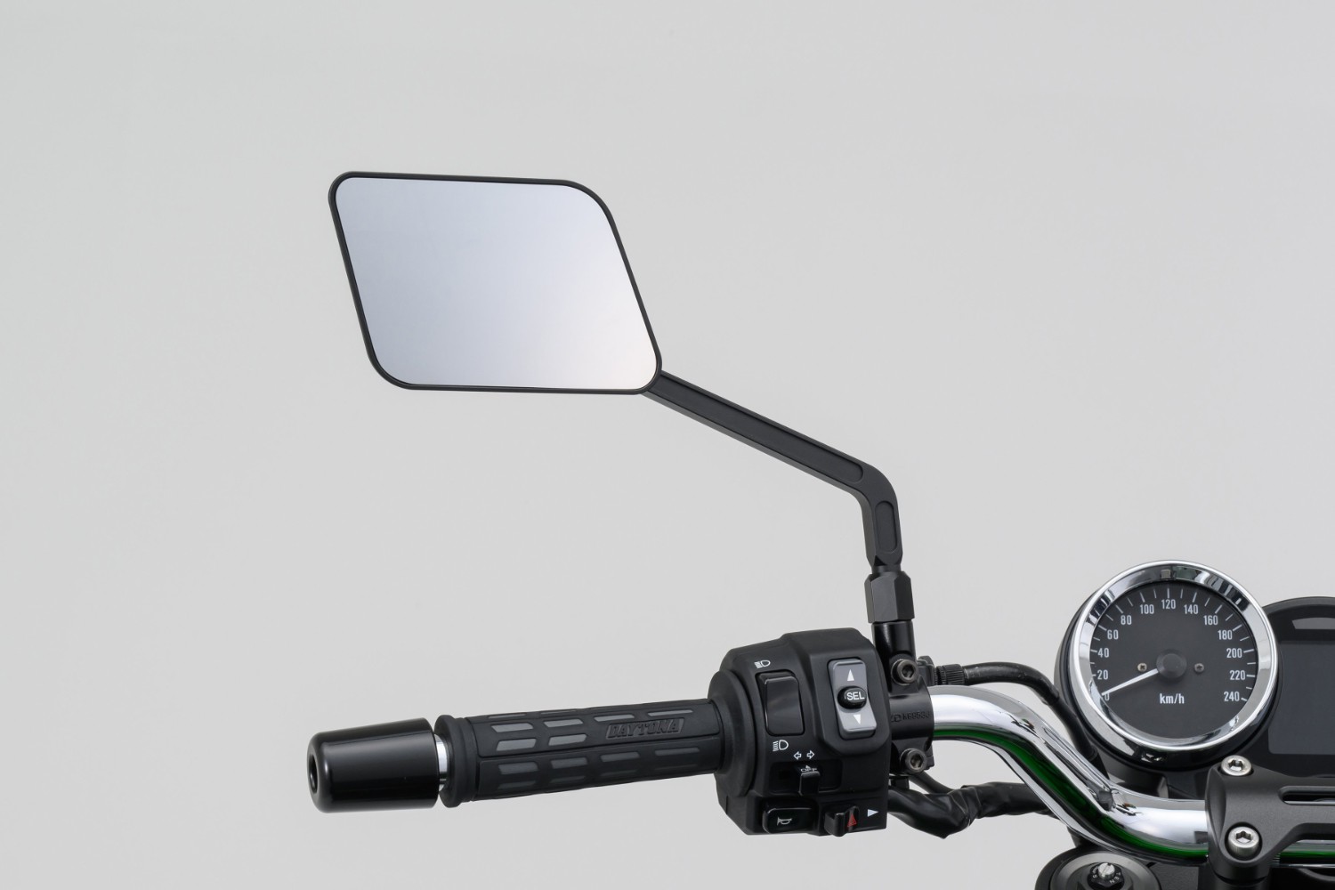 Zpětné zrcátko motocyklu DAYTONA D-MIRROR-21 FLAT-SQUARE 80993 , barva černá, 1 kus, pozice levá strana