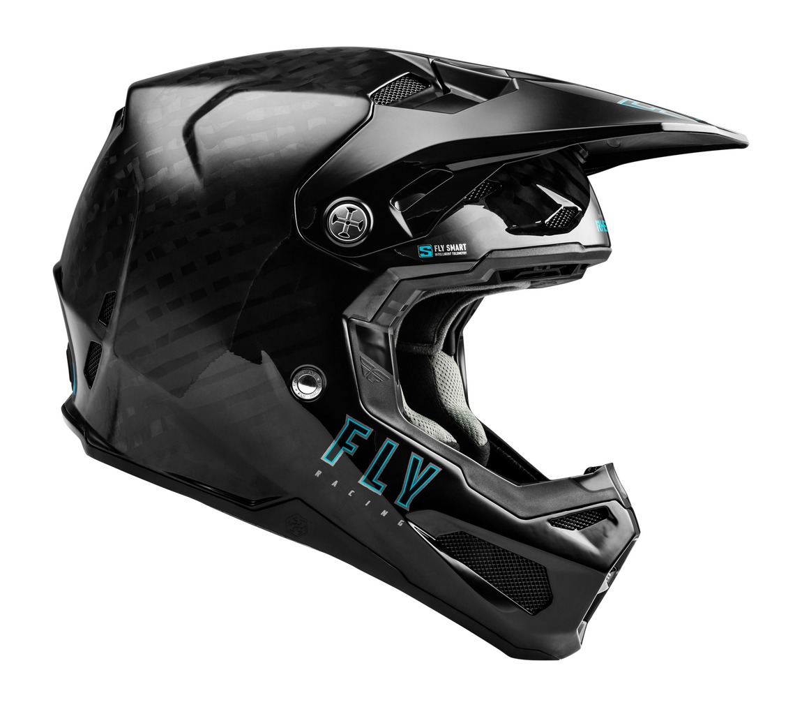 Nejvyšší model motokrosové přilby FLY RACING FORMULA S CARBON černá, skořepina z uhlíkových vláken 12K 