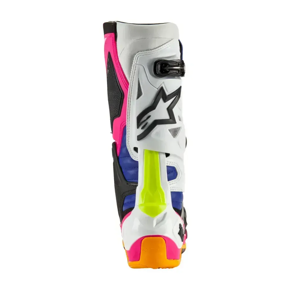 Motokrosové boty ALPINESTARS TECH 10 LIMITOVANÁ EDICE COAST bílá/tmavě modrá/růžová/žlutá fluo/oranžová/černá