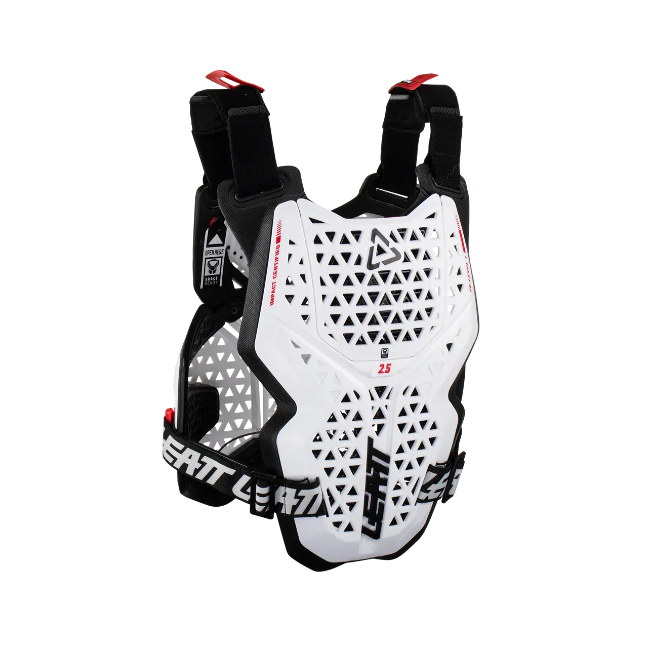 a Motokrosový hrudní/zádový chránič LEATT 2.5 CHEST PROTECTOR bílá/černá