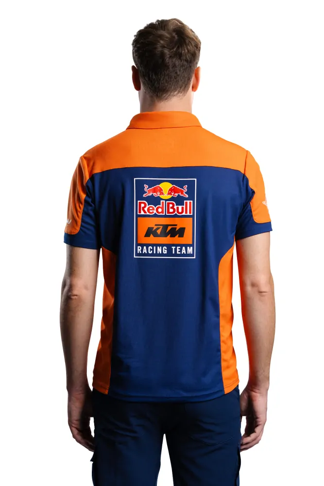 Pánské polo triko s krátkým rukávem KTM REPLICA TEAM POLO modrá/oranžová