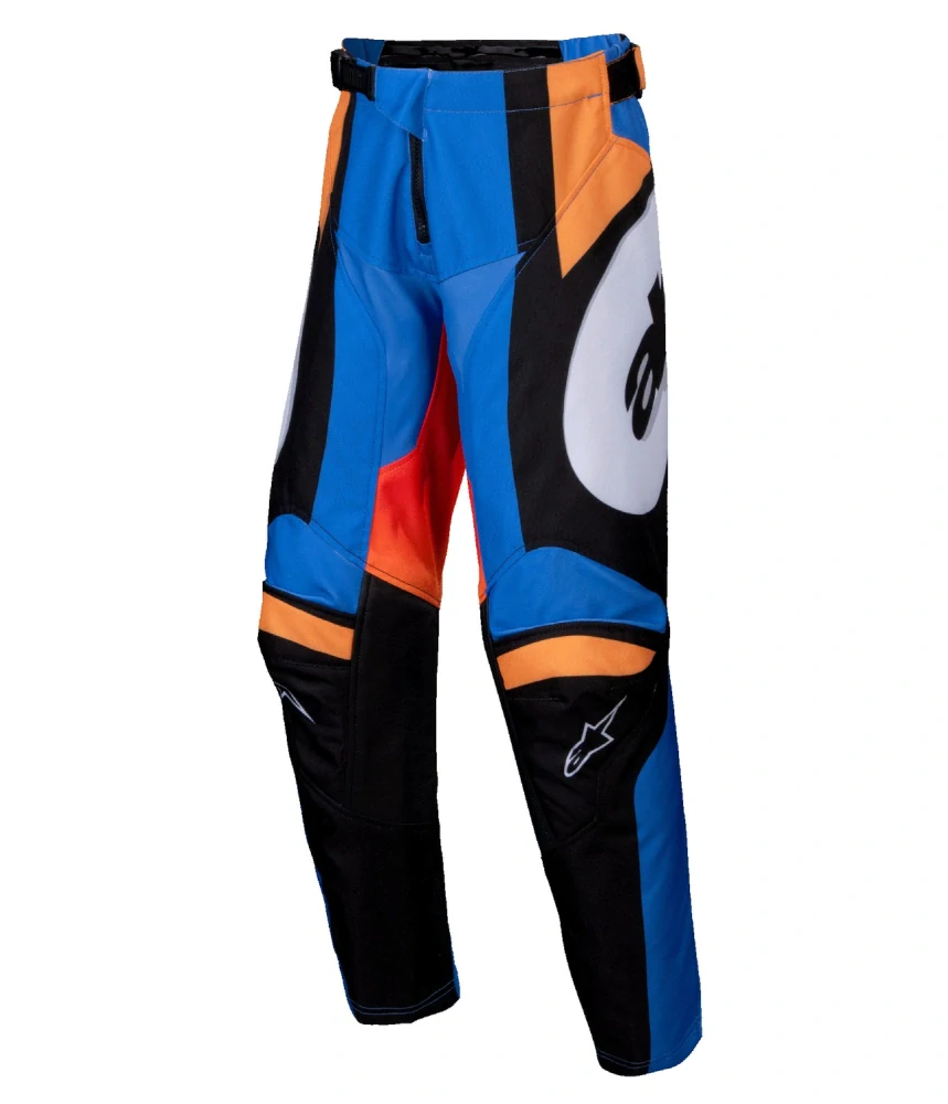a Dětský motokrosový komplet kalhot a dresu ALPINESTARS RACER MELT barva oranžová/modrá velikost 24+M
